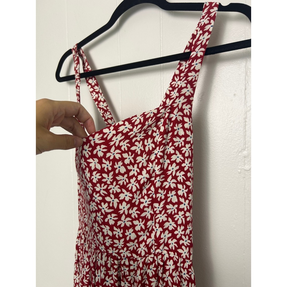 Reformation Dress Women 6 Red Floral Criss-Cross Strap Summer vacation sunny - Picture 8 of 8